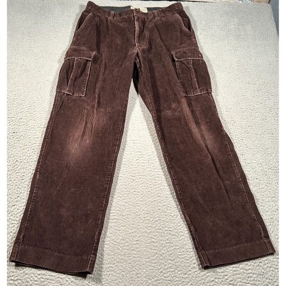 L.L. Bean Other - Vintage LL Bean Pants‎ Mens 34x30 Brown Corduroy Cargo Baggy Loose Skate Y2K Zip